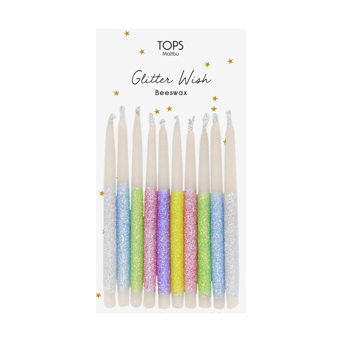 Glitter Wish Candles Beeswax Pastel - 3"