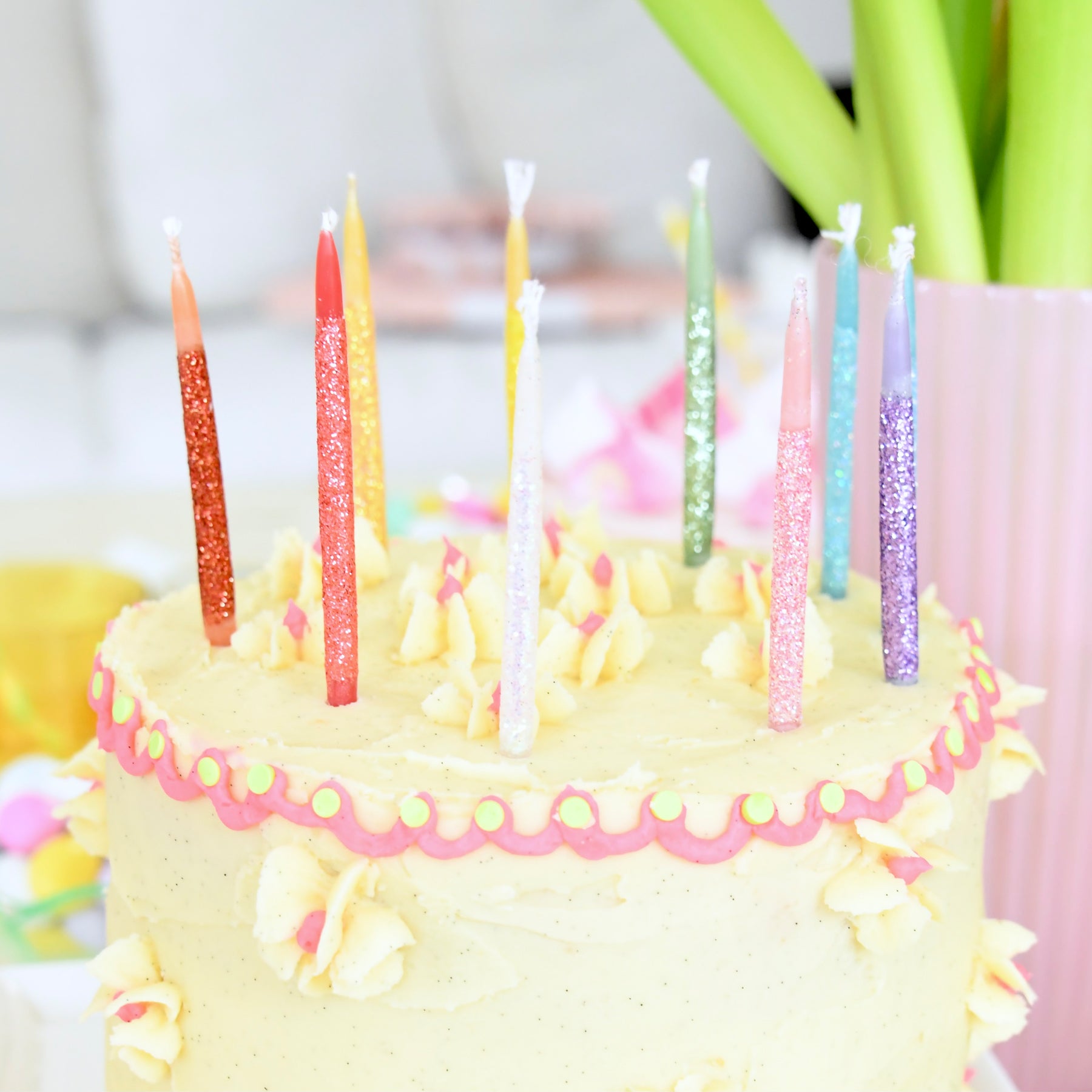 Glitter Wish Candles Beeswax Rainbow- 3"