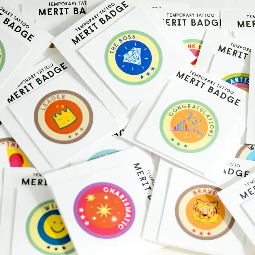 Super Kids Merit Badge Temporary Tattoos