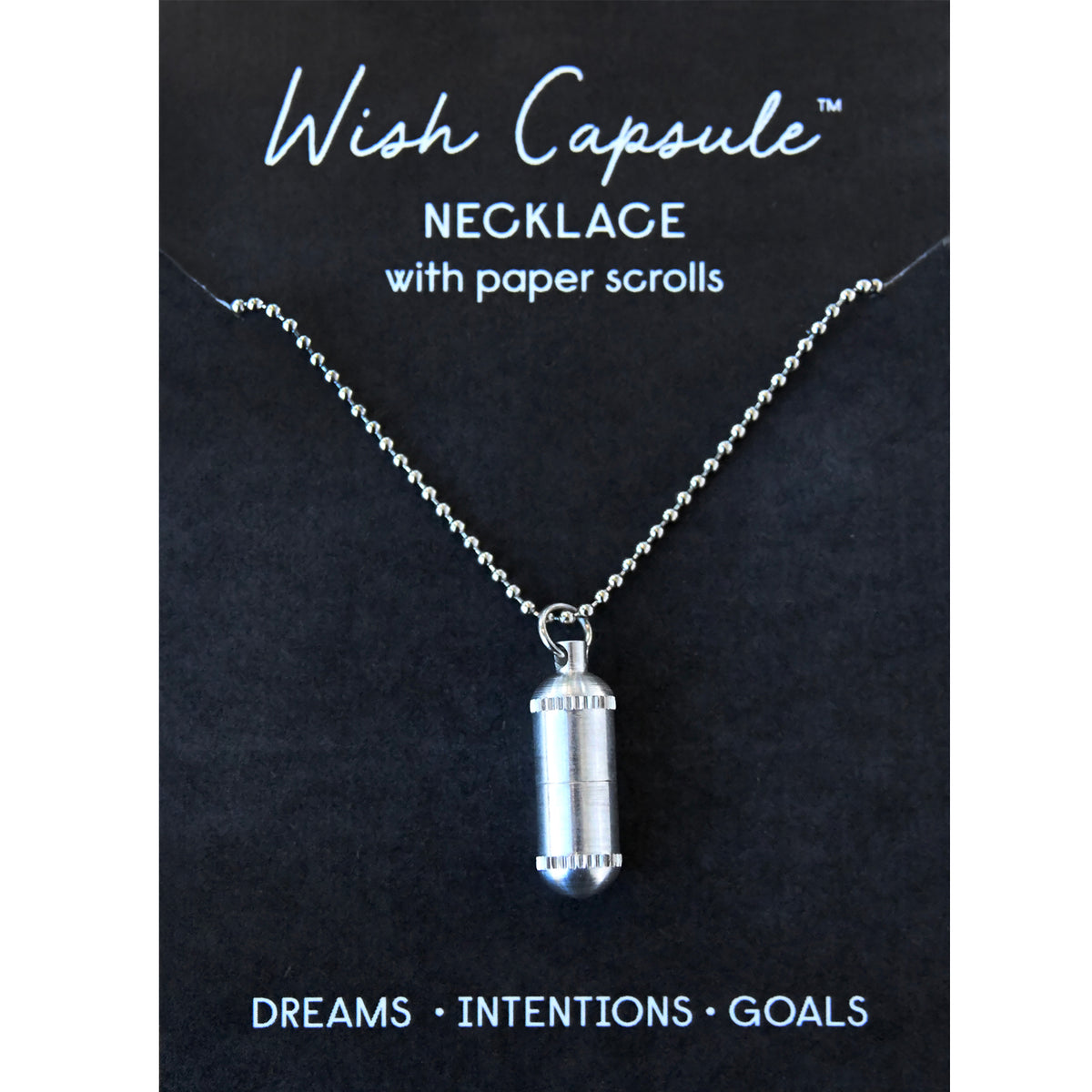 Wish Capsule Necklace - Silver (Aluminum) w/Silver Chain