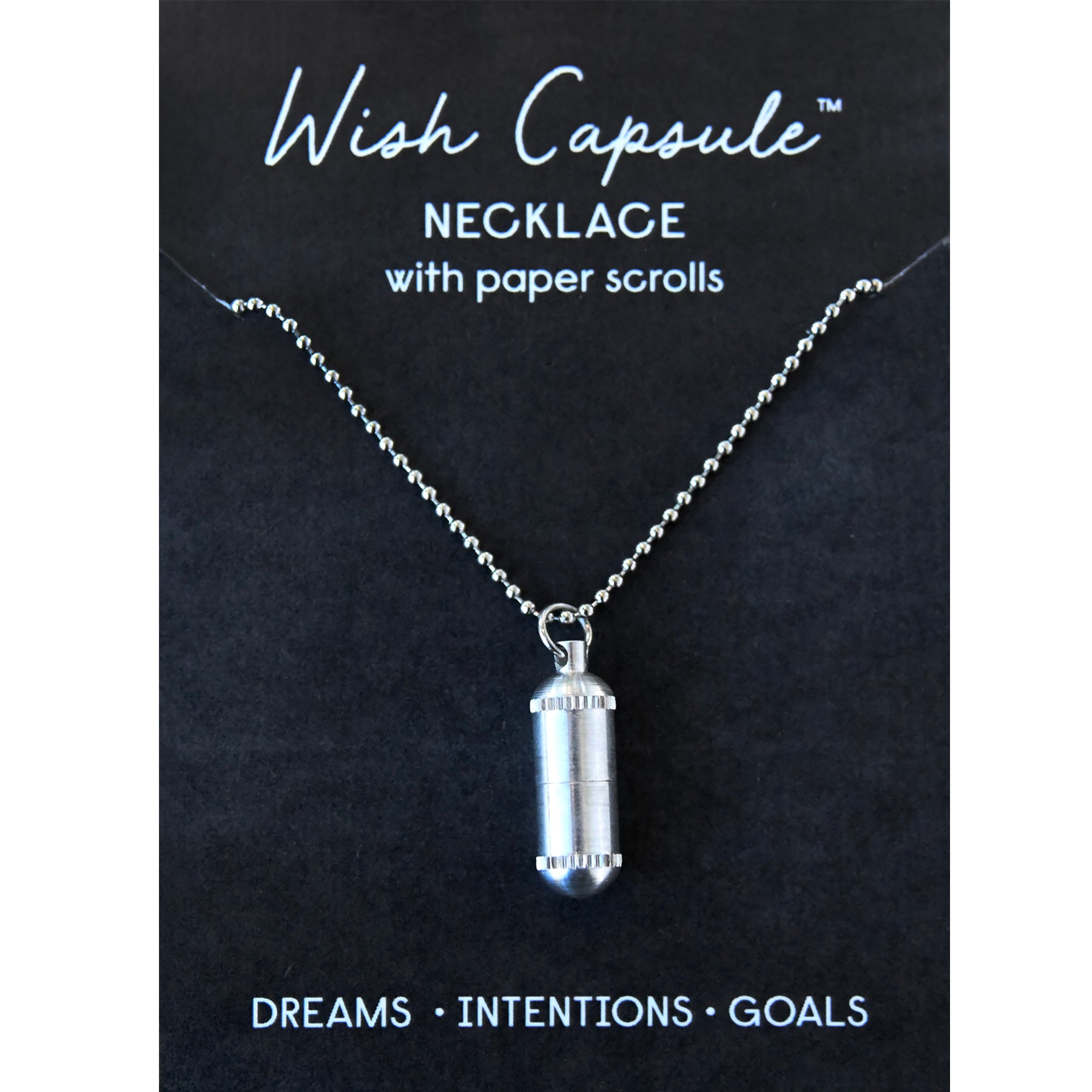 Wish Capsule Necklace - Silver (Aluminum) w/Silver Chain