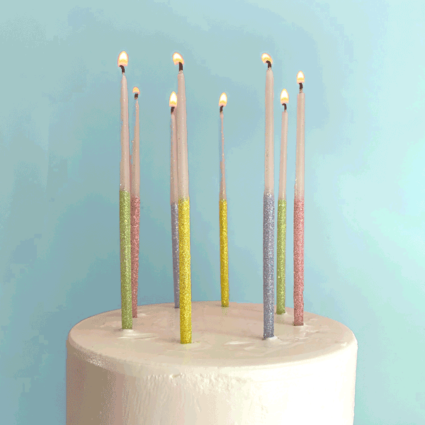 Glitter Wish Candles Beeswax Pastel - 6”