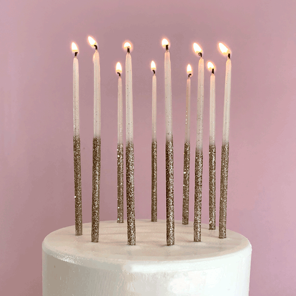 Glitter Wish Candles Beeswax Gold - 6”