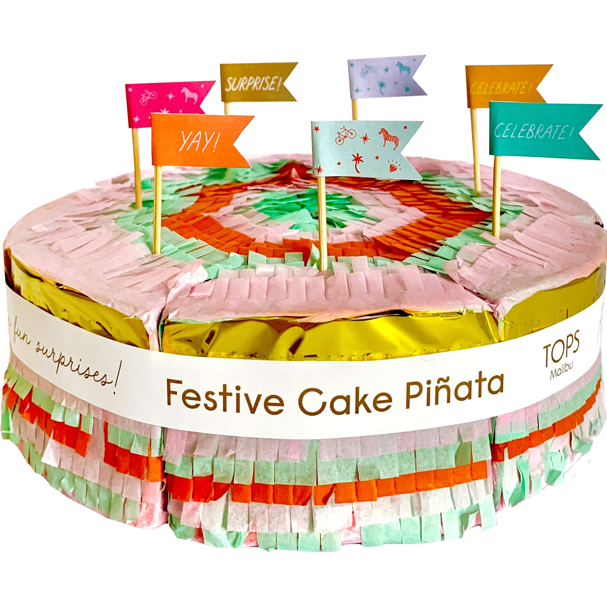 Cake Piñata - Festive Bright w/ 7 Slices