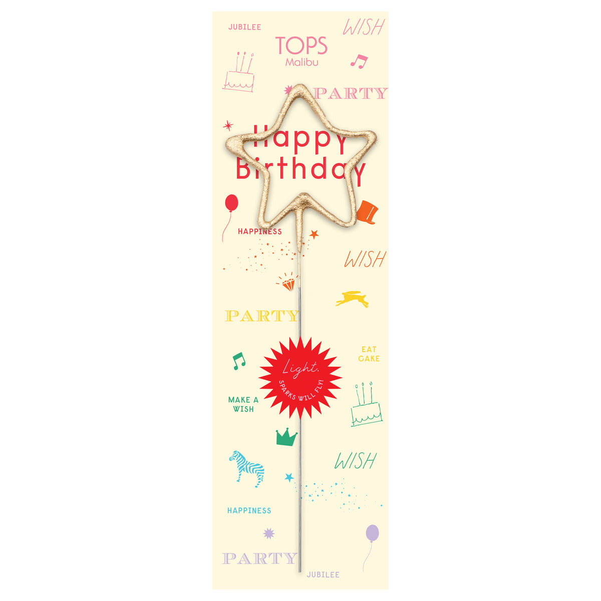 Big Golden Sparkler Happy Birthday Rainbow