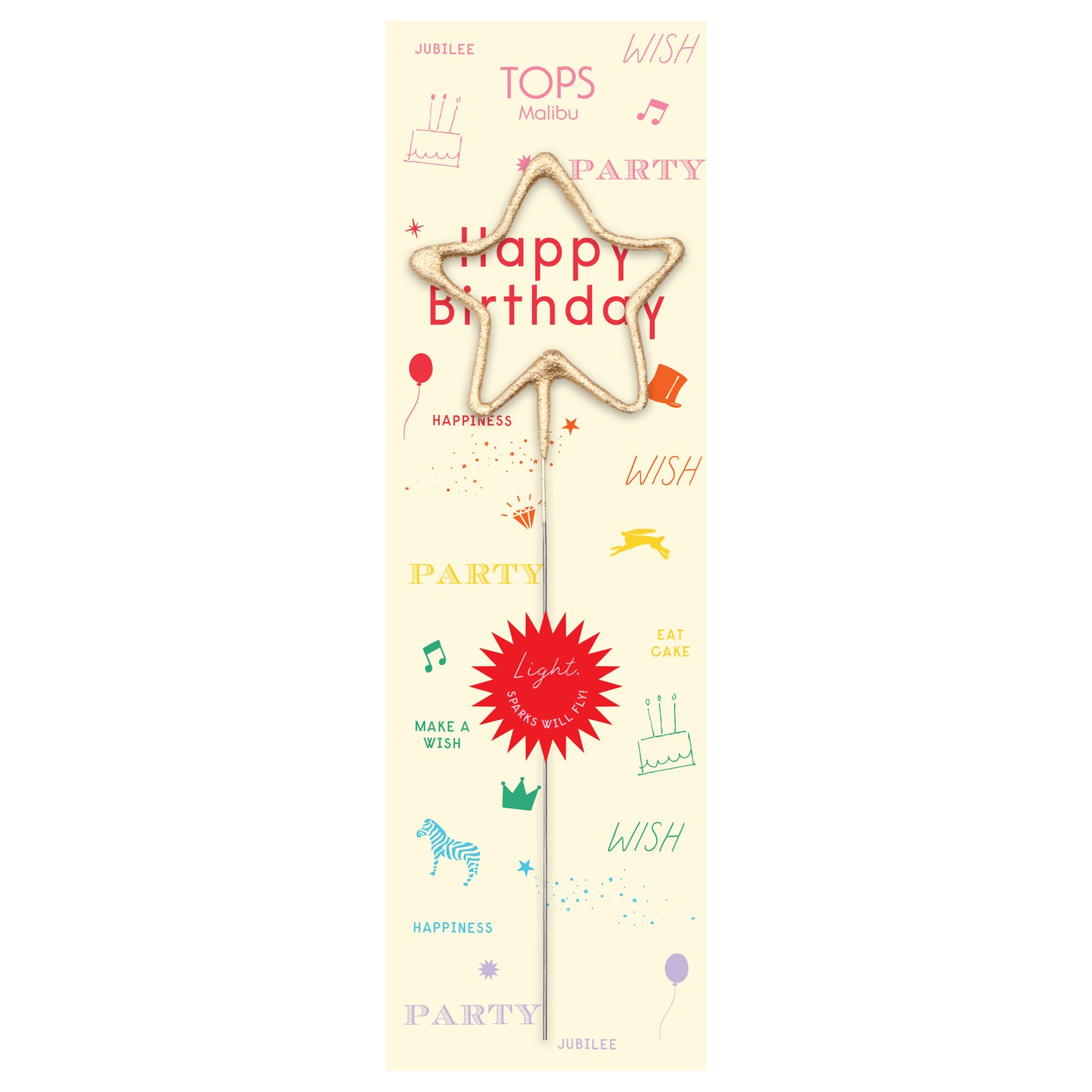 Big Golden Sparkler Happy Birthday Rainbow